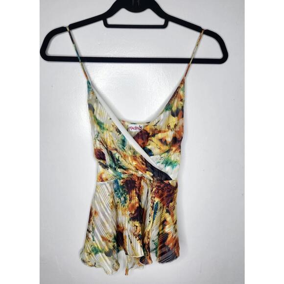 Madrag Tops - MadRag Y2K Womens Medium Multicolor Abstract Wrap Tie Back Pleated top  Babydoll